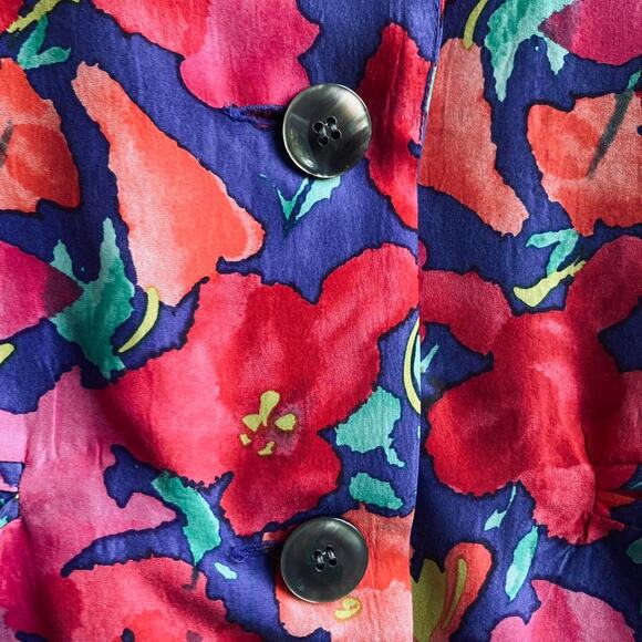 Vintage 90s Silk Floral Oversized Blazer - Picture 3 of 6